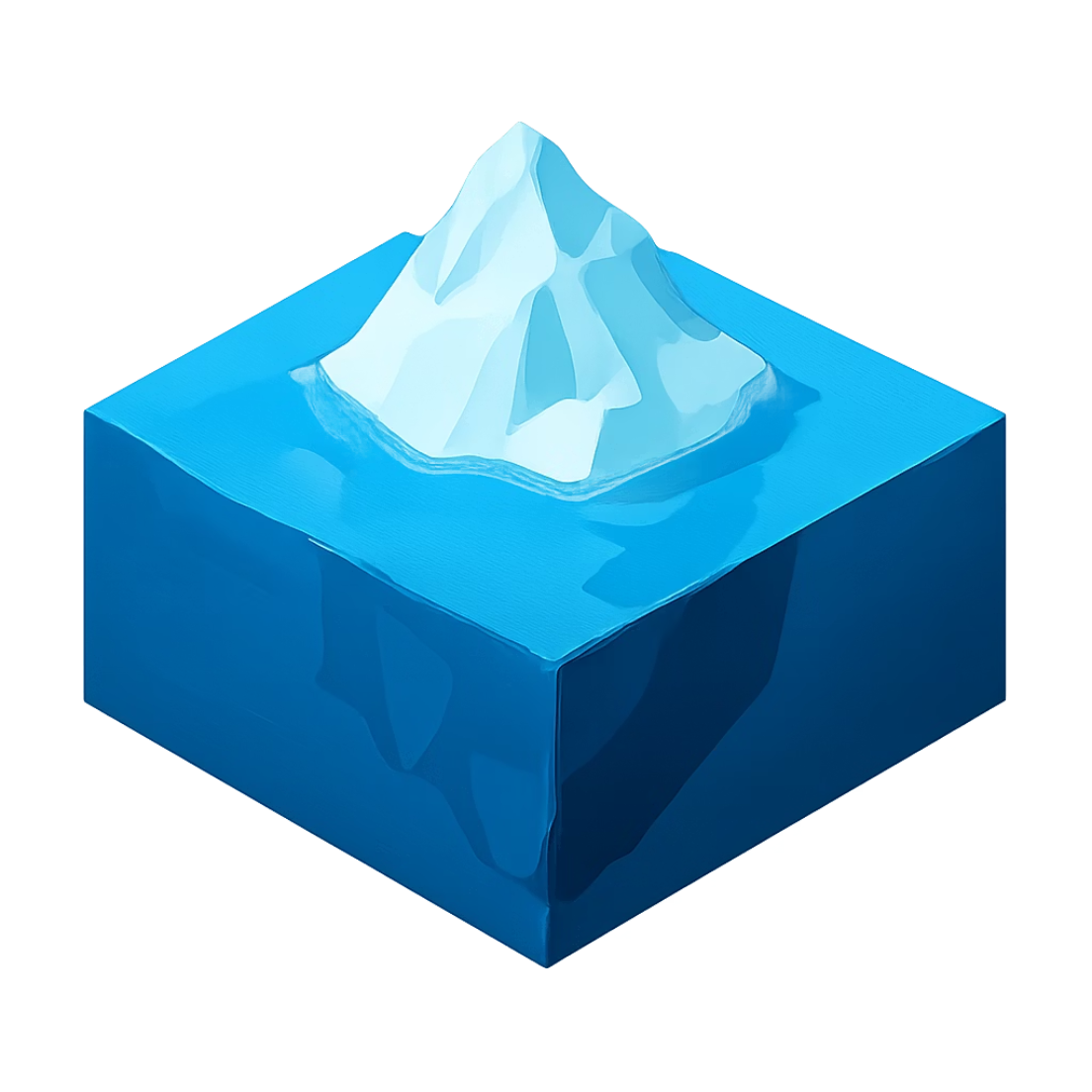 Ilustración de un iceberg que representa síntomas y causas ocultas.